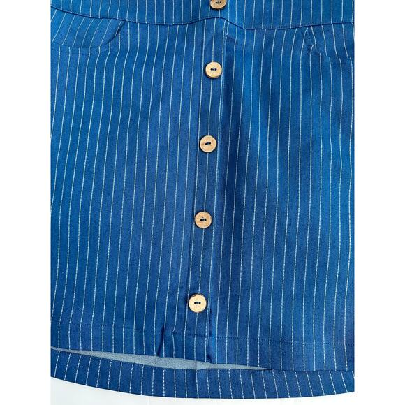 Bailey's Blossom Blue Pin Strips Mini Skirt Size Medium New - Picture 7 of 7